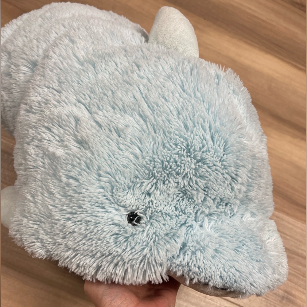 Pillow Pets Blue Dolphin Plush Stuffed Animal 2010 18”x24” Retired - Picture 2 of 13
